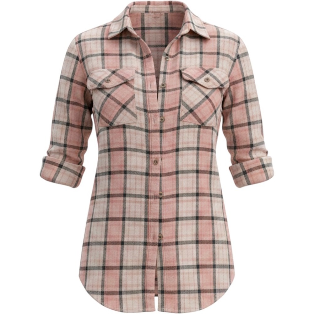 REI Co-op Womens S Pink Plaid Cotton Flannel Button Down Shirt  Casual Gorpcore